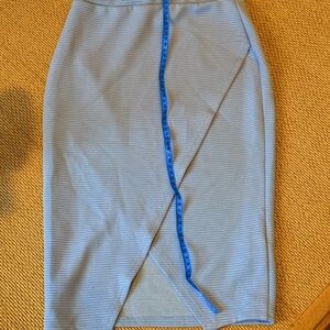 55 CM Blue Asymmetrical Wrap Midi Skirt